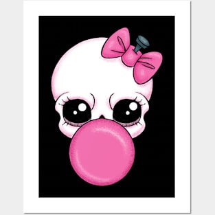 Pink Bubblegum Skull | Cute Skull Art Posters and Art